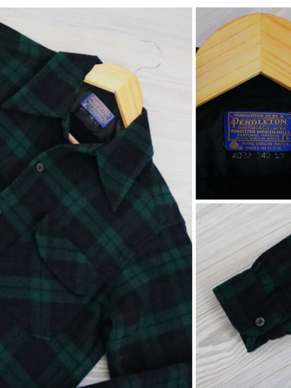 Pendleton Original Board Shirt Mens S Vintage Plaid Wool Flannel Loop Collar USA